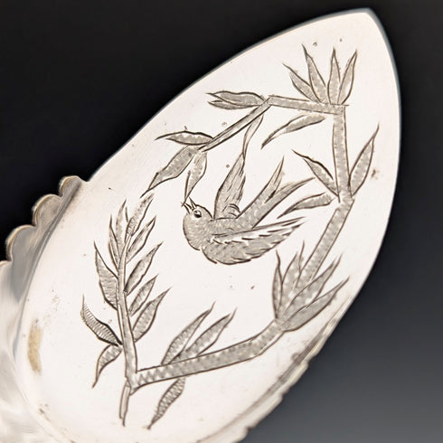 Late 19th Century British Antique Mother-of-Pearl Handle Silver Plated Dessert Serving Set in a Case